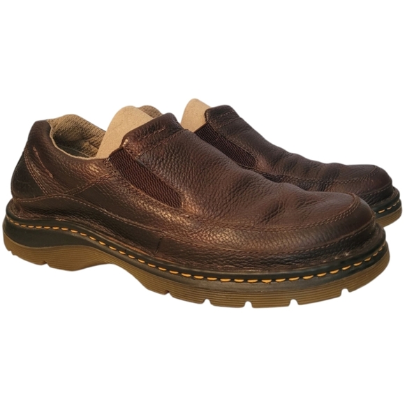 Dr Martens Orson Men's 10 Brown Leather Slip-On Loafers Shoes Slip Oil Resistant - Picture 1 of 14
